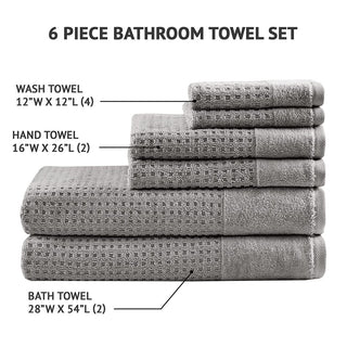 Sunvega Antimicrobial Jacquard Waffle Cotton Towel Set with Dobby Cuff and Quick Dry