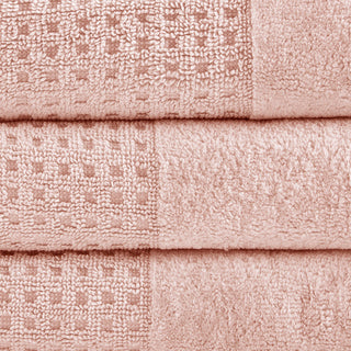 Sunvega Antimicrobial Jacquard Waffle Cotton Towel Set with Dobby Cuff and Quick Dry