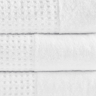 Sunvega Antimicrobial Jacquard Waffle Cotton Towel Set with Dobby Cuff and Quick Dry