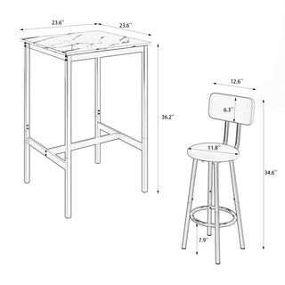 Sunvega Foldable Counter Height Bar Table Set with 2 Stools and Iron Frame
