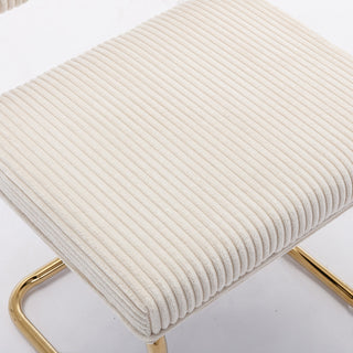 Sunvega Modern Dining Chairs with Corduroy Fabric and Gold Metal Base