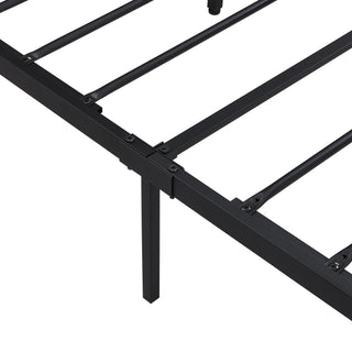 Sunvega Modern Metal Platform Bed Frame with Wooden Headboard and Footboard for Queen Size