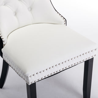 Sunvega Modern Tufted PU and Velvet Upholstered Dining Chair with Wood Legs and Nailhead Trim