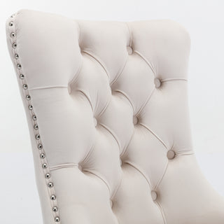 Sunvega Modern High-end Tufted Velvet Upholstered Dining Chair with Chrome Legs and Nailhead Trim