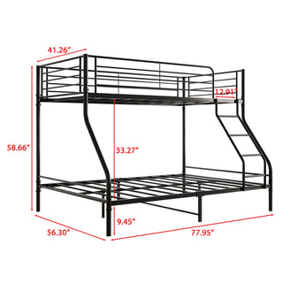 Sunvega Heavy Duty Twin Over Full Metal Bunk Bed with Enhanced Guardrail and Inclined Ladder