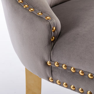 Sunvega Modern High-end Tufted Velvet Upholstered Dining Chair with Chrome Legs and Nailhead Trim