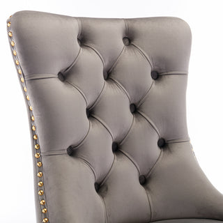 Sunvega Modern High-end Tufted Velvet Upholstered Dining Chair with Chrome Legs and Nailhead Trim
