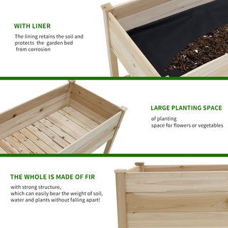 Sunvega Solid Wood Raised Garden Bed Planter Box with Legs and Storage Shelf