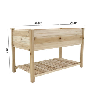 Sunvega Solid Wood Raised Garden Bed Planter Box with Legs and Storage Shelf