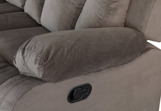 Sunvega Reclining Transitional Microfiber Fabric Sofa with Lumbar Support