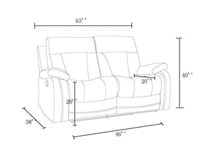 Sunvega Reclining Transitional Loveseat with Lumbar Support and Stainly Steel Base