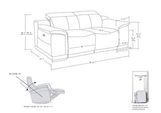 Sunvega Genuine Italian Leather Power Reclining Sofa with USB Charger
