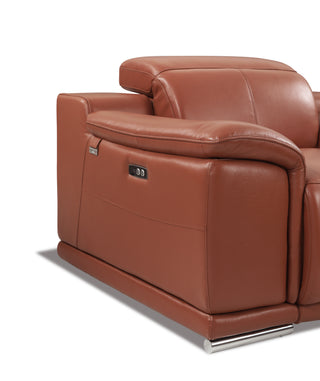 Sunvega Top Grain Italian Leather Power Reclining Sofa with USB Charger
