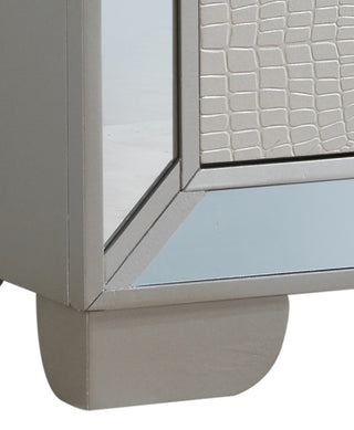 Sunvega Silver Champagne Finish Modern Bedside Table with Compact Storage Design
