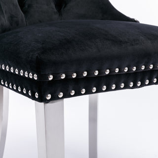 Sunvega Modern High-end Tufted Velvet Upholstered Dining Chair with Chrome Legs and Nailhead Trim