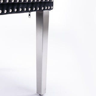 Sunvega Modern High-end Tufted Velvet Upholstered Dining Chair with Chrome Legs and Nailhead Trim