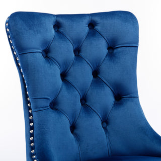 Sunvega Modern High-end Tufted Velvet Upholstered Dining Chair with Chrome Legs and Nailhead Trim