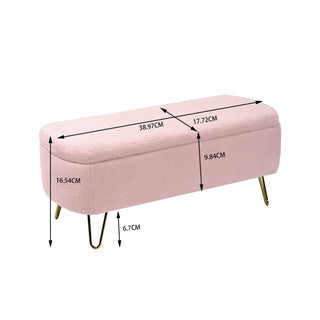 Sunvega Modern Upholstered Padded Storage Ottoman Bench with Gold Legs for Bedroom