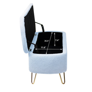 Sunvega Modern Upholstered Padded Storage Ottoman Bench with Gold Legs for Bedroom