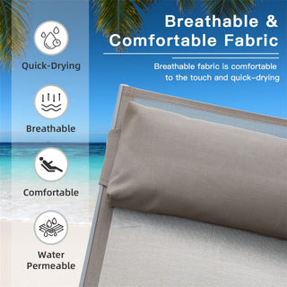 Sunvega Durable Textilene Fabric Chaise Lounge Chairs Set with Side Table