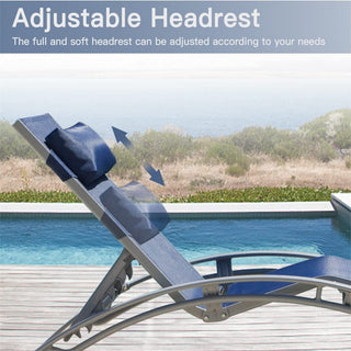 Sunvega Durable Textilene Fabric Chaise Lounge Chairs Set with Side Table