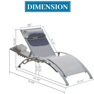 Sunvega Durable Textilene Fabric Chaise Lounge Chairs Set with Side Table