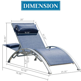 Sunvega Durable Textilene Fabric Chaise Lounge Chairs Set with Side Table