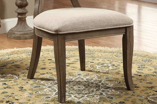 Sunvega Transitional Rustic Oak and Beige Side Chairs Set with Padded Fabric Seats