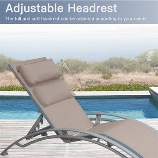 Sunvega Durable Textilene Fabric Chaise Lounge Chairs Set with Side Table