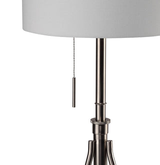 Sunvega Adjustable Tripod Table Lamp with Brushed Nickel Base and Fabric Shade
