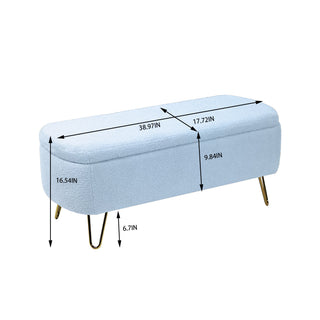 Sunvega Modern Upholstered Padded Storage Ottoman Bench with Gold Legs for Bedroom