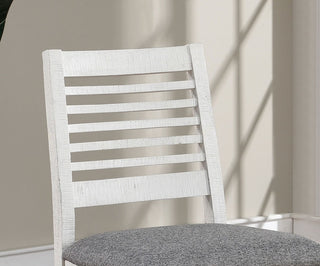 Sunvega Rustic Style Antique White and Gray Ladder Back Dining Chairs with Cushions