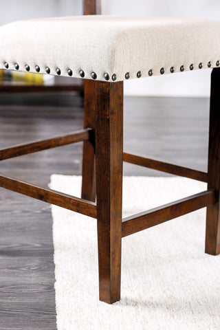 Sunvega Industrial Style Brown Cherry Ivory Upholstered Fabric Counter Height Dining Chairs