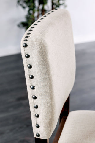 Sunvega Industrial Style Brown Cherry Ivory Upholstered Fabric Counter Height Dining Chairs