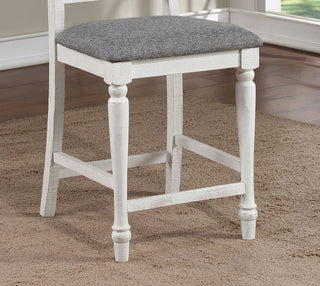 Sunvega Rustic Style Antique White and Gray Ladder Back Dining Chairs with Cushions