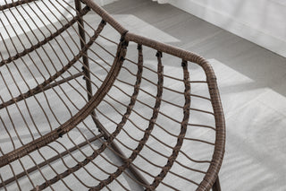 Sunvega Oversized Outdoor Rattan Rocking Chair with Padded Cushion and Steel Frame