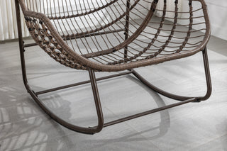 Sunvega Oversized Outdoor Rattan Rocking Chair with Padded Cushion and Steel Frame