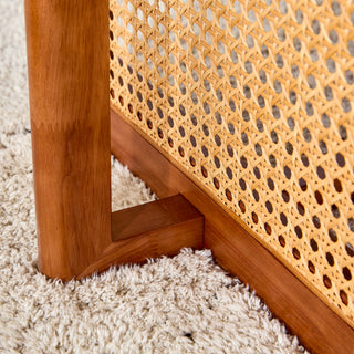 Sunvega Chinese Style White Solid Wood and Imitation Rattan Rectangular Coffee Table