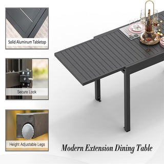 Sunvega Expandable Aluminum Patio Dining Table with E-Coating for 4-6 Person