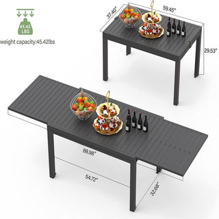 Sunvega Expandable Aluminum Patio Dining Table with E-Coating for 4-6 Person