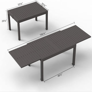 Sunvega Expandable Aluminum Patio Dining Table with E-Coating for 4-6 Person