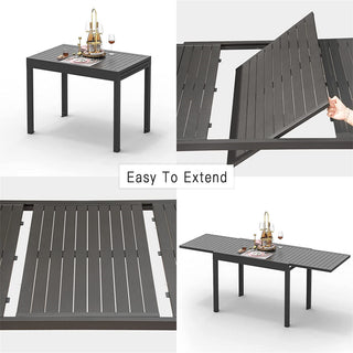 Sunvega Expandable Aluminum Patio Dining Table with E-Coating for 4-6 Person