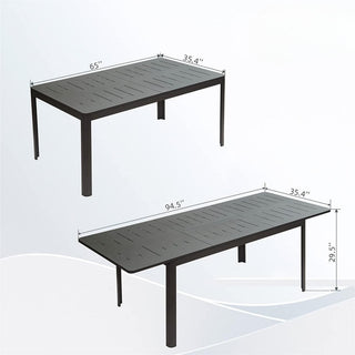 Sunvega Expandable Aluminum Patio Dining Table with E-Coating for 4-6 Person