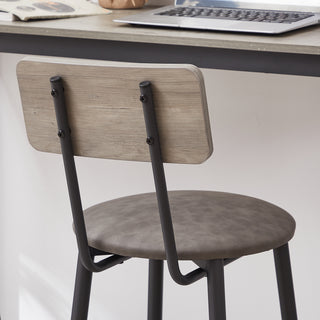 Sunvega Rustic Brown Bar Table Set with 2 PU Soft Seat Backrest Stools for Small Spaces