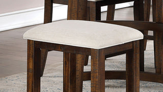 Sunvega Rustic Oak Counter Height Stools with Beige Fabric Cushion and Slat Back