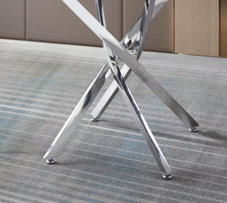 Sunvega Round Clear Tempered Glass Dining Table with Gold Finish Stainless Steel Legs