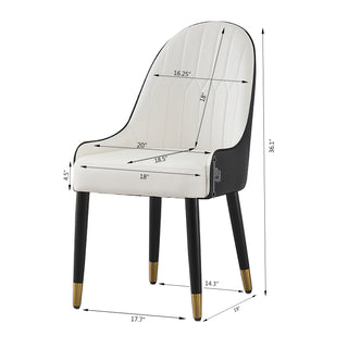 Sunvega Modern PU Leather Chairs with Metal Legs and Curved Backrest for Dining Room