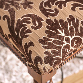Sunvega Brown Cherry Formal Dining Room Side Chairs with Floral Fabric Seats