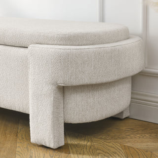 Sunvega Large Linen Upholstered Storage Bench with Foam Seat for Living Room