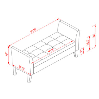 Sunvega Beige Velvet Upholstered Storage Bench with Tufted Design for Bedroom
